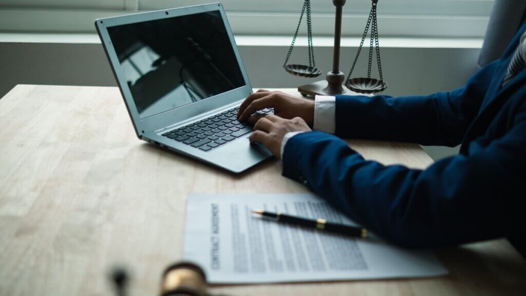 Lawyer working on a computer